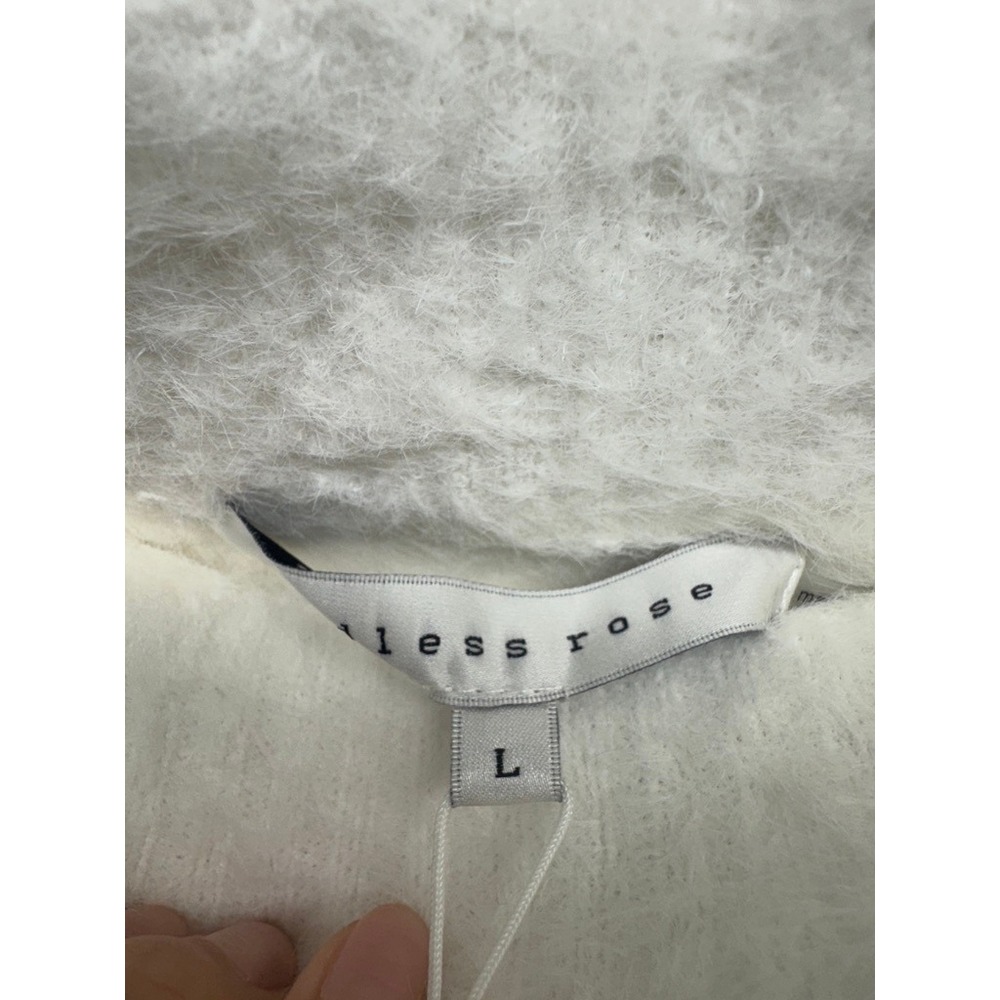 Endless Rose Skirt Womens L Ivory Fuzzy Knit Mini Elastic Waist - Picture 4 of 8